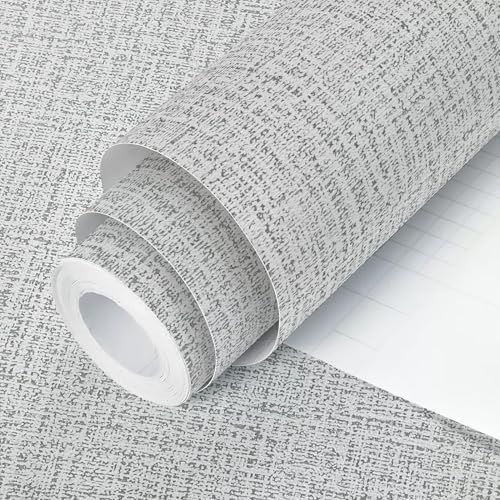 Grey Grasscloth Peel and Stick Wallpaper Fabric Paper 17.7in x 197in - color: Grey-1, size: 17.7" x 196.8"