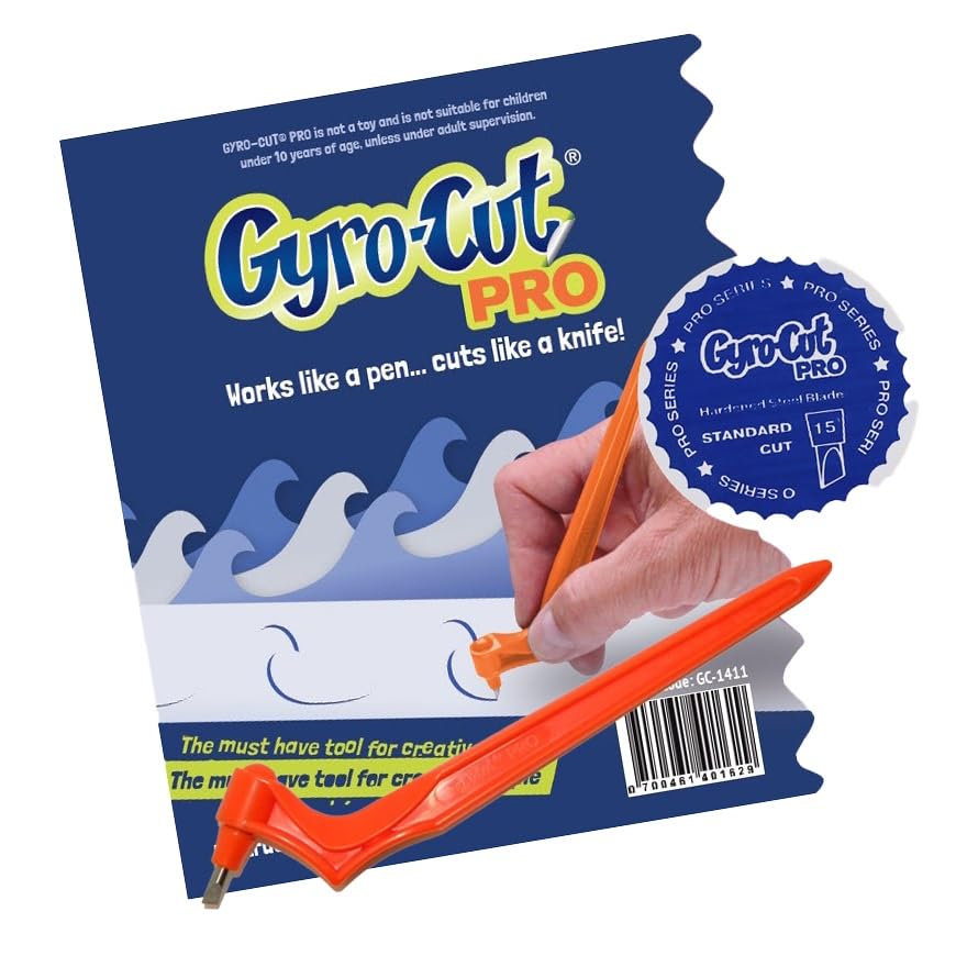 Gyro-Cut Pro Craft Cutting Tool with 15° Standard Steel Blade – Rotating Crafting Knife for Precision Curves, Paper Crafts, and Stencil Making and Mylar, Acetate, Vinyl