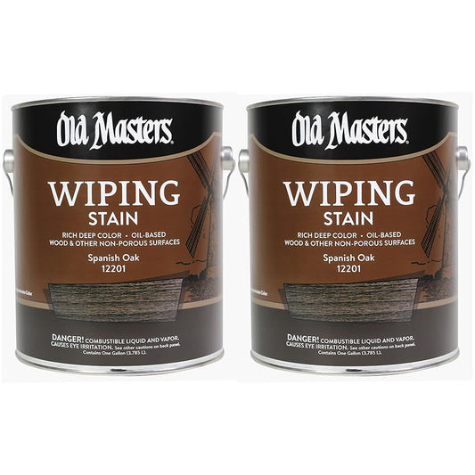 2 Pack of 1 gal Old Masters 12201 Spanish Oak Old Masters Oil-Based Wiping Stain - color: Spanish Oak, size: 1 Gallon