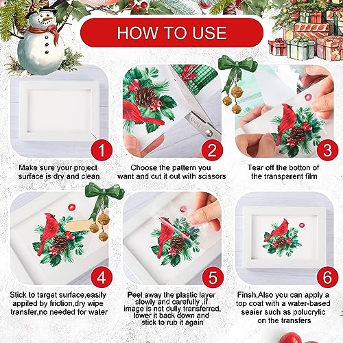 Lincia 10 Sheets Christmas Rub on Transfers for Crafts, Poinsettia - style: Poinsettia