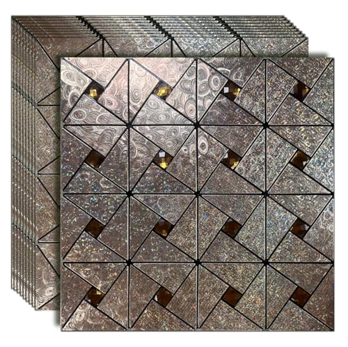 10 Sheets Peel and Stick Backsplash Tile, Self-Adhesive Mosaic Tile, Stick on Kitchen, Bathroom Vanities, Fireplace Décor, Laundry Table (10, Lasing Bronze) (10, Lasing Bronze) - color: Lasing Bronze