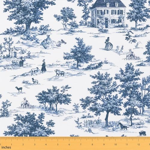 jejeloiu Vintage French Country Fabric by The Yard Soft 10 Yards - color: Blue Grey, size: 10 Yards