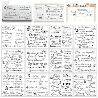 Whaline 12 Sheet Butterfly Inspirational Words Rub on Transfer for Crafts Black Warm Pattern Letters Rub on Transfer Furniture Stickers Decal for DIY Crafts Home Office School Decor, 5.5 x 5.5 Inch - style: Butterfly Words