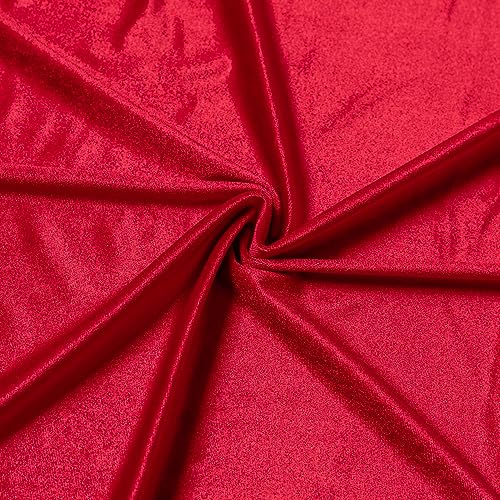 Stretch Velvet Fabric by The Yard for Apparel,Sewing,Crafting,Full Dress 93% Polyester 7% Spandex 63" Wide (Red,2Yard) - color: Red, size: 2 Yards
