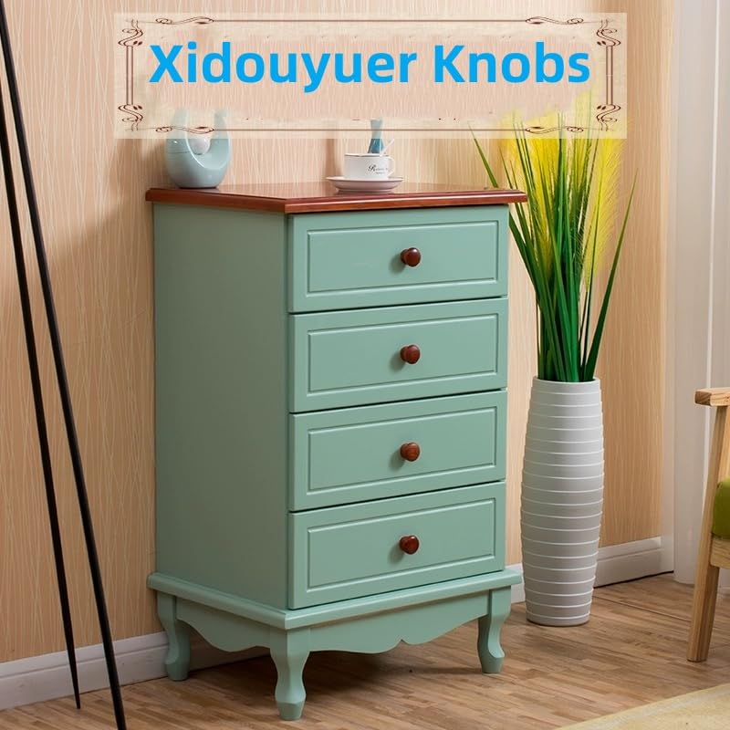 10Pack Round Wood Drawer Knobs Red Brown Finished Mushroom Shaped Kitchen Cabinet Pulls Handles Hardware for Kitchen Cabinets Furniture Dresser Wardrobe Cupboard Drawer Pulls Knobs - color: Brown,red