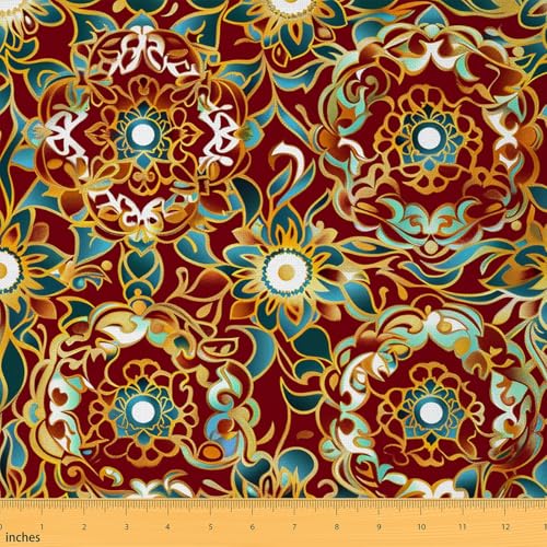 Feelyou Boho Mandala Fabric By The Yard Decorative Soft - color: Multi 13, size: 1 Yard