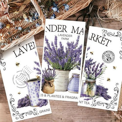 OLYCRAFT 3pcs/Set Lavender Bee Rub on Transfers for Furniture and Crafts 6x12 Inch Lavender Market Furniture Decals Purple Flower Transfer Stickers Rub on Decals for Wood Furnitures Home Decor - style: Lavender
