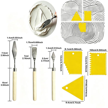 JAJADO 10.14 oz/300ml Acrylic Modeling Paste with 13 Pcs Painting Tools - color: White Modeling Paste+Palette Knife+Scrapers Tools