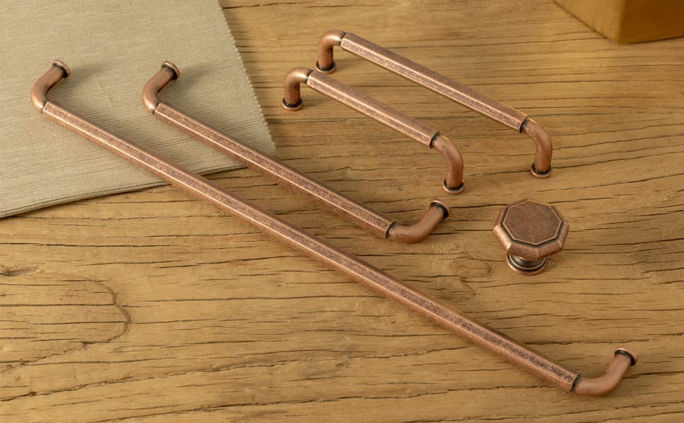 Goo-Ki 6 Pack 3 Inch （76mm） Hole Center Cabinet Pulls Antique Copper Zinc Alloy Kitchen Drawer Pulls Drawer Handles 3.45 Inch Length 2201-AC-76 - color: Antique Copper, size: 3 Inch Hole Centers