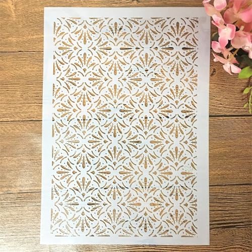 TIAMECH A4 Reusable Geometric Grass Texture Stencil for Painting - style: Grass Texture