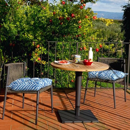 DYTXIII Set of 2 Outdoor Chair Cushions 19"x19"x4", Water Repellent Tufted Patio Seat Cushions with Ties, Thick Replacement Pads for Wicker Dining Chairs, Patio Furniture, Blue Bricks - color: Blue Bricks