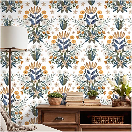Floralplus Boho Wallpaper Peel and Stick Floral Removable Wallpaper
