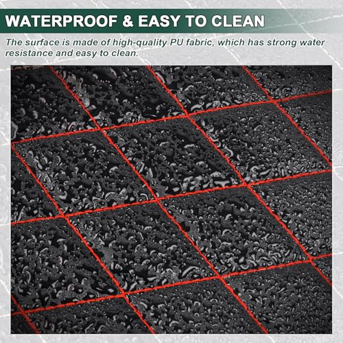 Vinyl Faux Leather Quilted Fabric Foam Backed,Black (Red Thread) - color: Black(red Thread), size: Style-A