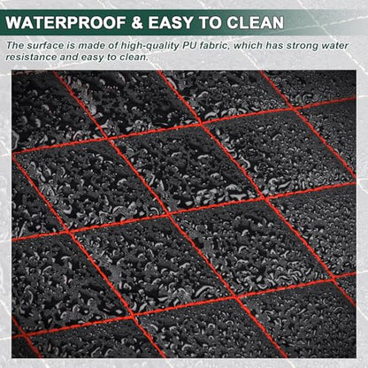 Vinyl Faux Leather Quilted Fabric Foam Backed,Black (Red Thread) - color: Black(red Thread), size: Style-A