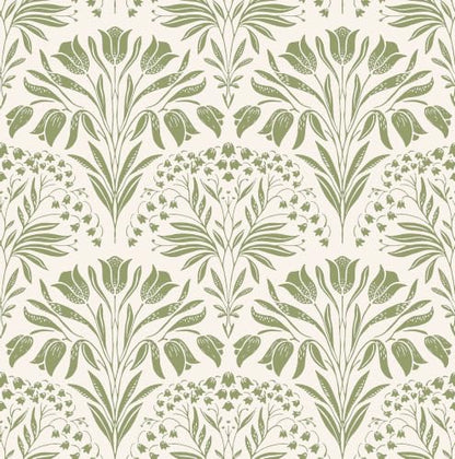 Green Tulip Floral Peel and Stick Wallpaper Retro Green Contact Paper - color: Green, size: 17.3" x 197"