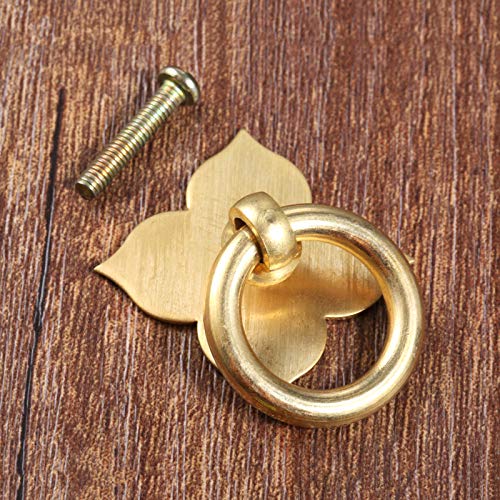 dophee 4Pcs Brass Drawer Pulls Ring Dresser Knobs, 1.89"x1.69" - color: Brass