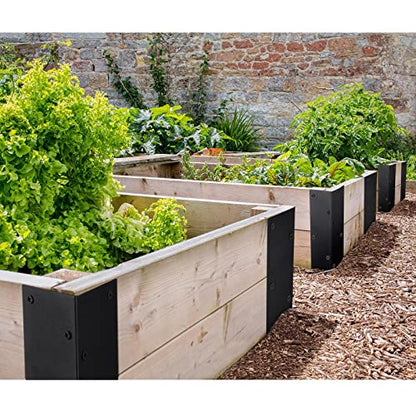 Blulu 12 Pcs Raised Garden Bed Corner Brackets for 20-24'' Bed, Metal Garden Corner Bracket Decorative 11 x 3 x 3 L Corner Brackets with Screws for Furniture Flower Vegetable Planter (Black)
