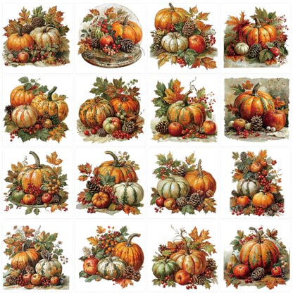 16 Pcs Fall Pumpkin Rub-On Transfers for Furniture & Crafts, 6 x 6 Inch - style: Fall Pumpkin