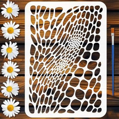 FINGERINSPIRE Snake Skin Texture Stencil with 1Pc Brush 8.3x11.7inch Reptile Print Painting Stencil Snake Skin Template Floral Theme Template for Painting on Wood Wall Furniture DIY Home Decoration - style: Snake Skin