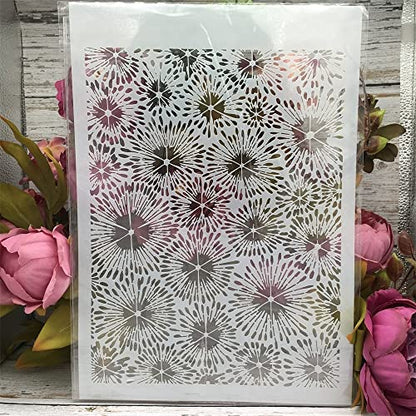 TIAMECH A4 Reusable Firework Stencil for Painting - style: Firework Flowers