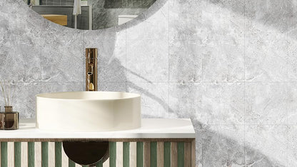 20-Pack Peel and Stick Grey Marble Tiles (11.8" x 11.8") – 19.4 Sq. Ft. Waterproof PVC Shower & Backsplash Tiles for Bathroom, Kitchen, and Living Room – Self-Adhesive, Easy Installation