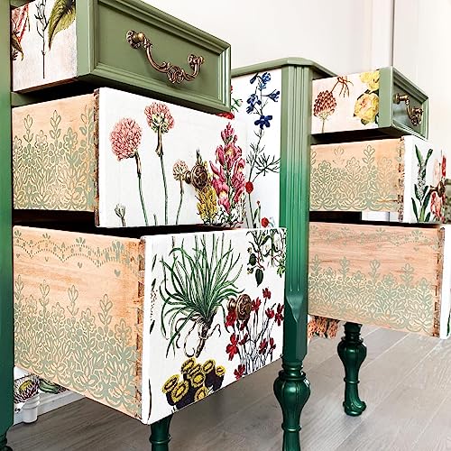 Redesign Decor Clear-Cling Stamps - Floral Borders for Wall Paint Wall Art Furniture Decorative nightstand Bed Side Stand Large Vanity Table Set Makeup Vanity Dressing Table Computer Desk