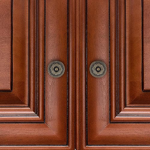 Pull Handle Metal Flower Shape Cabinet Drawer Door Knob Bronze Tone Pack of 4