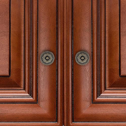 Pull Handle Metal Flower Shape Cabinet Drawer Door Knob Bronze Tone Pack of 4