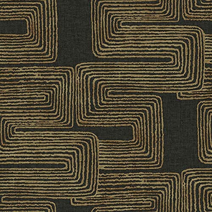 RoomMates RMK12213PL Nikki Chu Black and Metallic Gold Zulu Signature Peel and Stick Wallpaper - color: Black/Gold