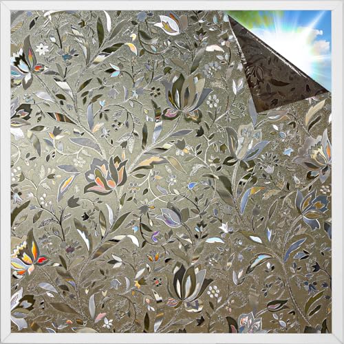 rabbitgoo Window Privacy Film, Stained Glass Cling, Brown 17.5" x 78.7" - color: Taupe, size: 17.5" x 78.7"