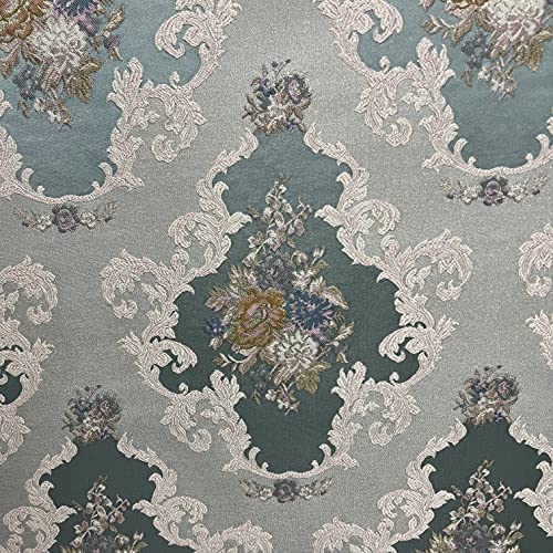 Luxurious Woven Jacquard Victorian Floral Damask Design Heavy Fabric for Upholstery Chair Window Treatment Craft - Renaissance Rococo - 54" Width - Fabric by The Yard (Teal Blue) - color: Teal Blue