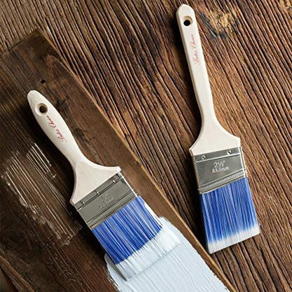 Bates - 2 Pack, Wood Handle, Paint Brushes Set, Professional House, Trim, Sash Paint Brush - color: Wood Handle Angle/Flat, size: 2 Pack, 2.5” & 3”