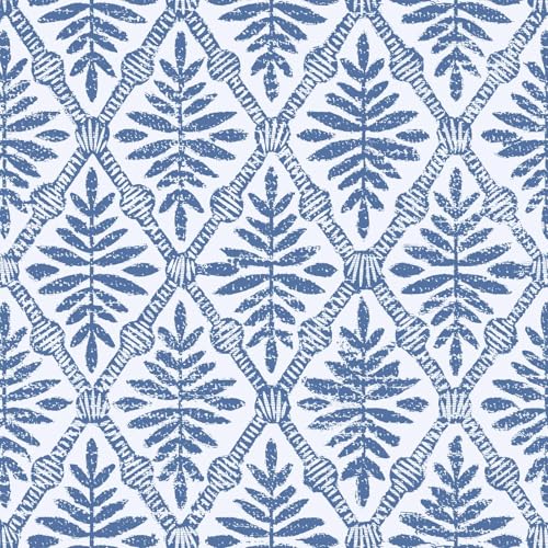 Blue Peel and Stick Wallpaper Vintage Contact Paper 17in x 118in - color: Blue, size: 16.9" x 118.1"