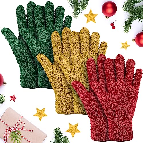 Patelai 3 Pairs Microfiber Dusting Gloves for Plants Leaf, Small - color: Brown, Dark Green, Dark Red, size: Small