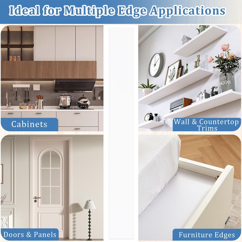 High Gloss White Edge Banding, 15/16 inch X 100 ft PVC Edge Banding Tape, 1mm Thick Non-Glued White Gloss Strip for Kitchen Cabinet Refacing, Closet Shelves & Plywood Edge - color: High Gloss White, size: 15/16 inch X 100 ft