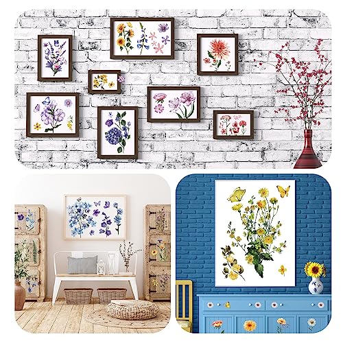 BBTO 12 Sheets Wildflower Rub on Transfers for Crafts Wood Furniture Decor - style: Fresh Flowers