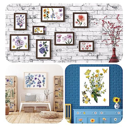 BBTO 12 Sheets Wildflower Rub on Transfers for Crafts Wood Furniture Decor - style: Fresh Flowers