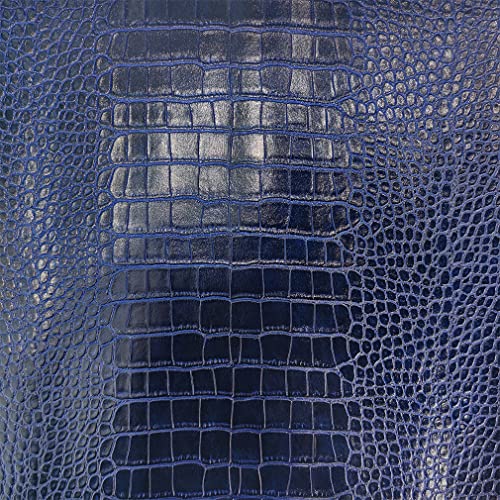 12" x 53" Glossy Embossed Crocodile Texture Faux Leather Roll Synthetic Leather Crafts Fabric for Wallets Keychains Handbags Making Sewing Crafts Material (Dark Blue) - color: Dark Blue