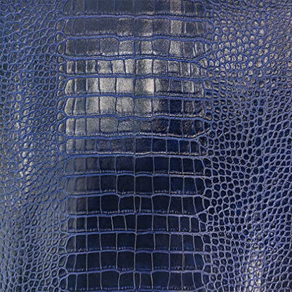 12" x 53" Glossy Embossed Crocodile Texture Faux Leather Roll Synthetic Leather Crafts Fabric for Wallets Keychains Handbags Making Sewing Crafts Material (Dark Blue) - color: Dark Blue