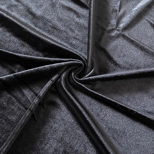 Stretch Velvet Fabric by The Yard for Apparel,Sewing,Crafting,Full Dress 93% Polyester 7% Spandex 63" Wide (Black,1Yard) - color: Black, size: 1 Yard