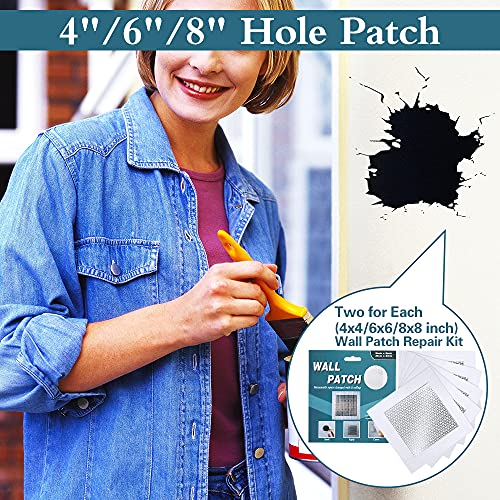 Drywall Repair Kit, 6 pcs, Aluminum Wall Repair Patch Kit - size: 4"/6"/8"-Two of each