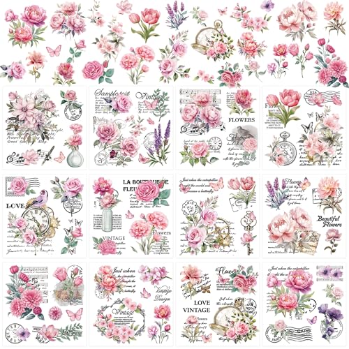 12 Pcs Vintage Floral Rub-On Transfers for Furniture & Crafts - style: Vintage Floral