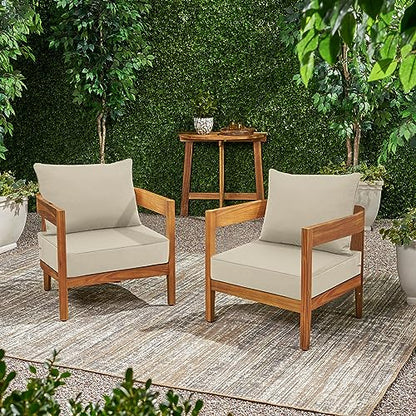 Favoyard Outdoor Patio Seat Cushions Set, 22 x 22 Inch, Waterproof, Beige - color: Beige, size: 22 x 22 x 3 In