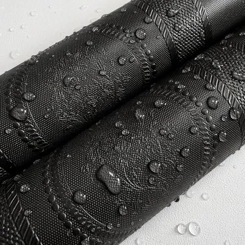 JiffDiff Black 3D Embossed Textured Peel Stick Wallpaper 17.3"x800" - color: Black, size: 17.3" x 800"