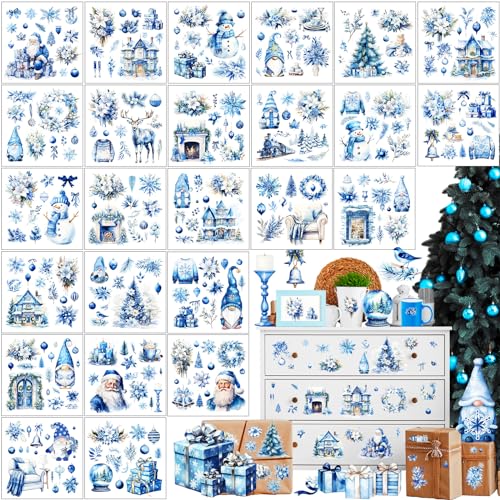 Dispowreath 25 Sheets Winter Rub on Transfers for Crafts and Furniture - style: Snowy