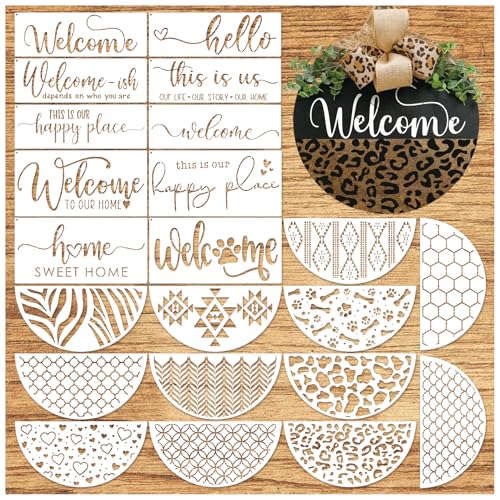 Welcome Stencils for Painting on Wood Doormat Half Round Stencils for Craft