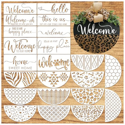 Welcome Stencils for Painting on Wood Doormat Half Round Stencils for Craft