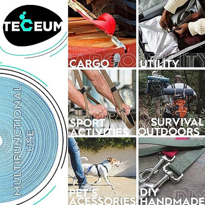 TECEUM Webbing Strap, 3/4" to 2", 10-50 Yds, Multi-Color Heavy Duty Tape - color: Baby Blue, size: 1.5"- 25 yards