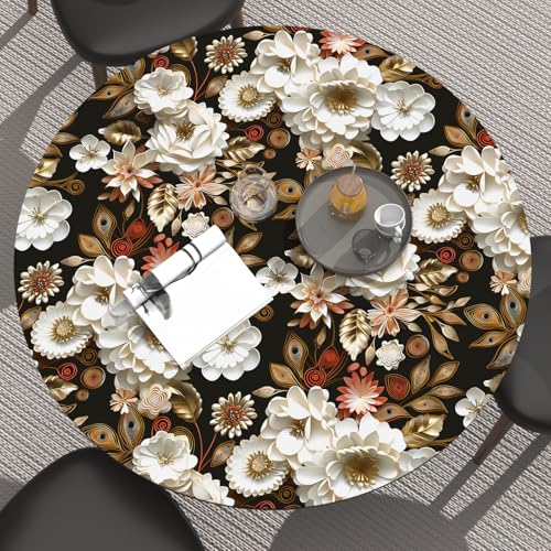 Laatse Dark Gold Floral Wallpaper Peel and Stick 17.5" × 118" - color: White/Gold, size: 17.5" x 118"