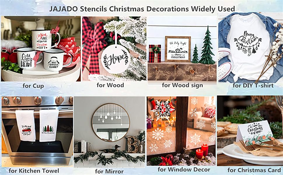 9pcs Christmas Stencils Self Adhesive Reusable Silk Screen Stencils - color: 9 Pcs Christmas Stencils